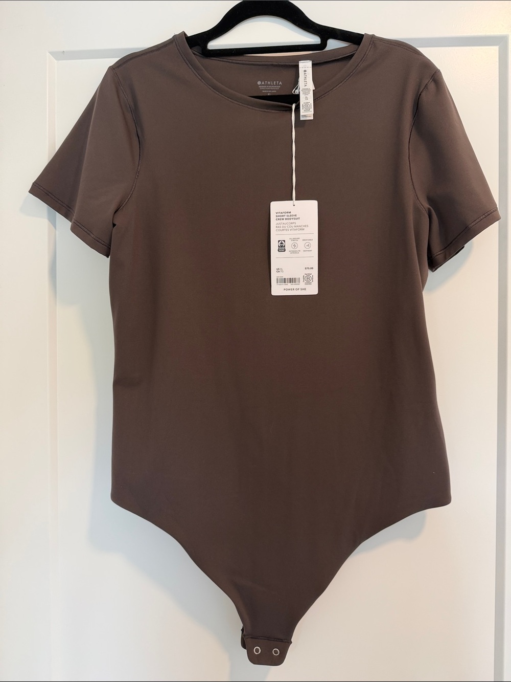 Athleta Short Sleeve Bodysuit in Chocolate Brown